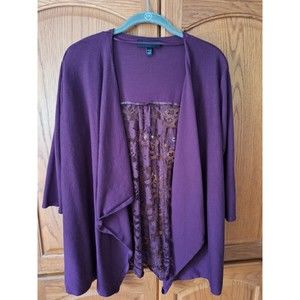 Lane Bryant Lightweight Open-Front drape lace back cardigan Size 10/12